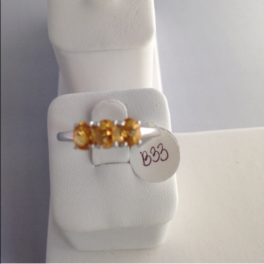 3 stone citrine ring 925